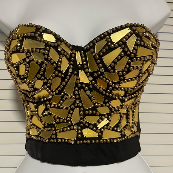 Gold Rhinestone Bustier - Picture 2 of 5